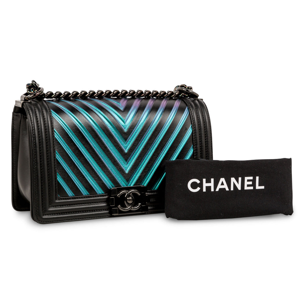Chanel Iridescent Chevron Boy Bag - Medium