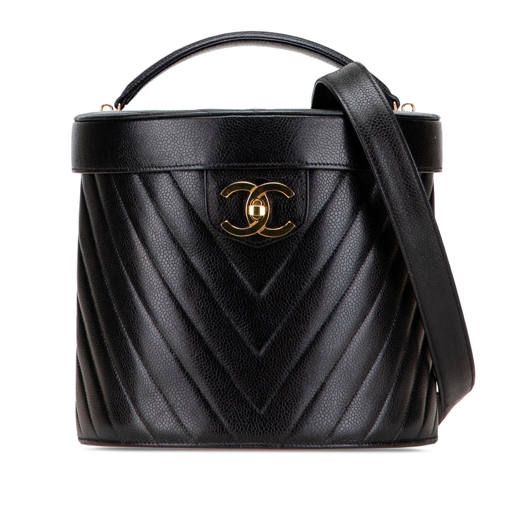 Chanel CC Chevron Caviar Turnlock Vanity Bag