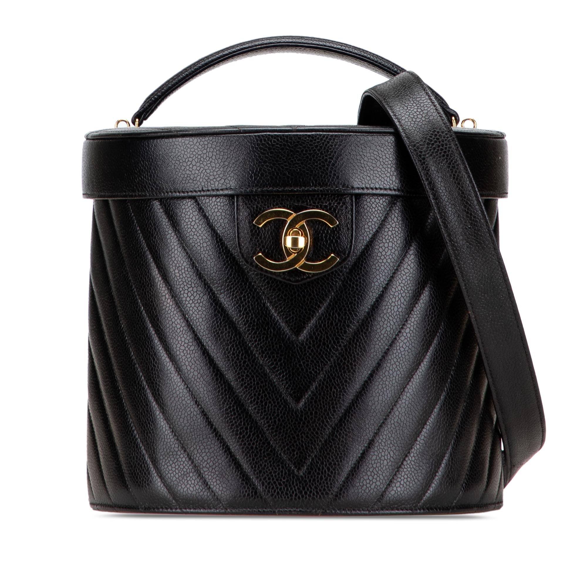 Chanel CC Chevron Caviar Turnlock Vanity Bag