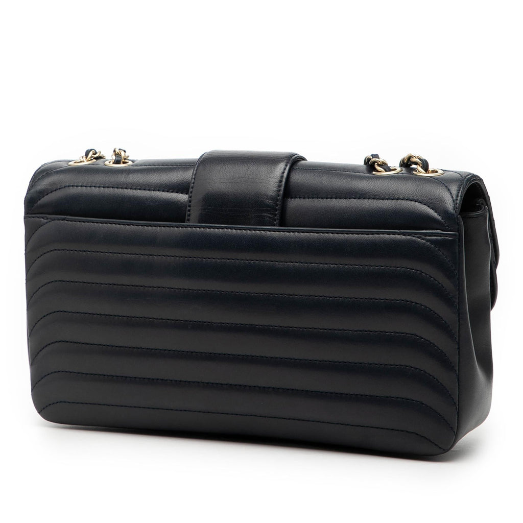 Chanel CC Horizontal Quilted Lambskin Double Flap