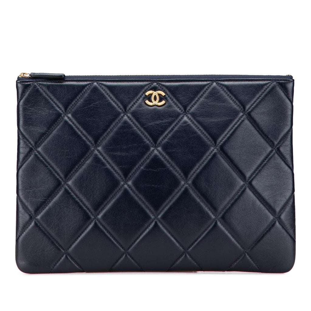 Chanel CC Large Quilted Lambskin O Case Clutch