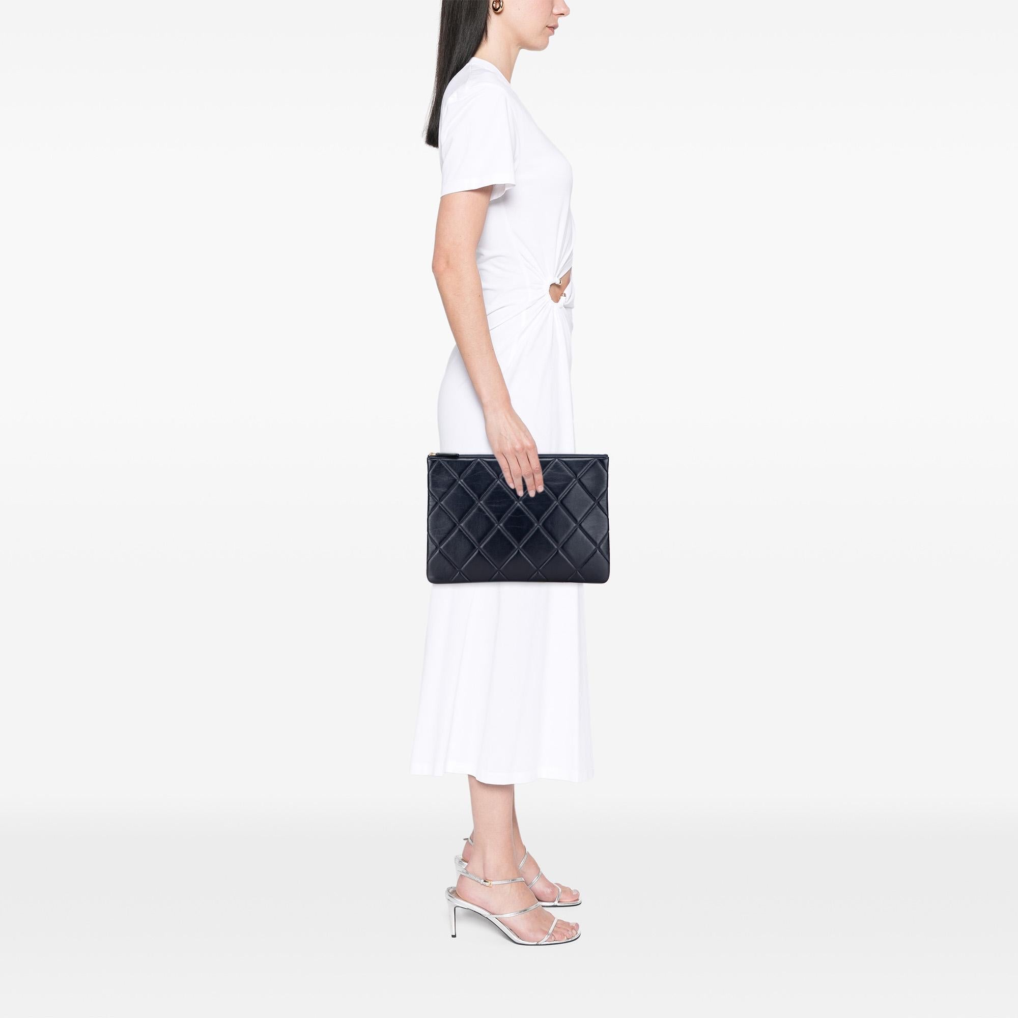 Chanel CC Large Quilted Lambskin O Case Clutch