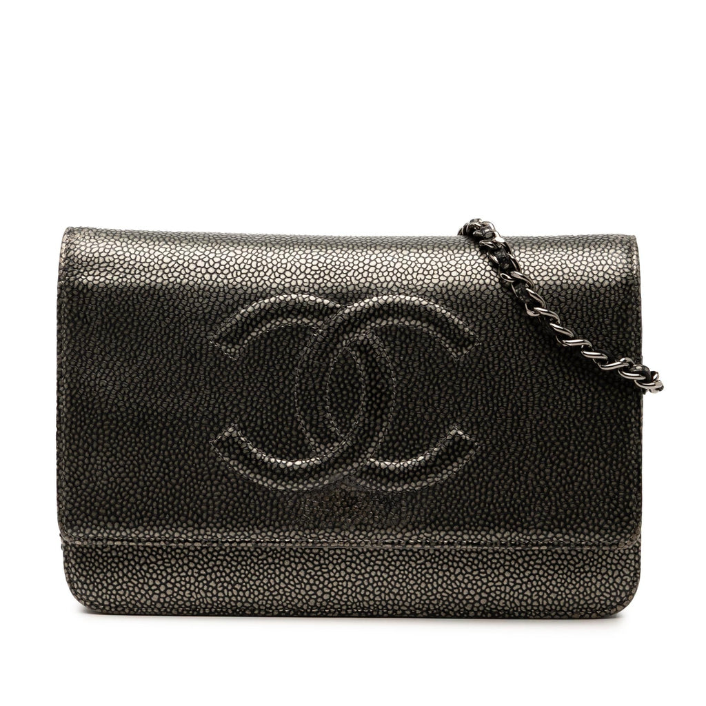 Chanel CC Metallic Caviar Wallet on Chain