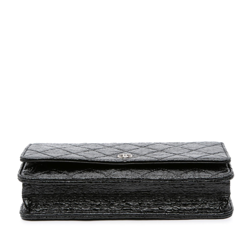 Chanel CC Quilted Crinkled Patent Wallet On Chain