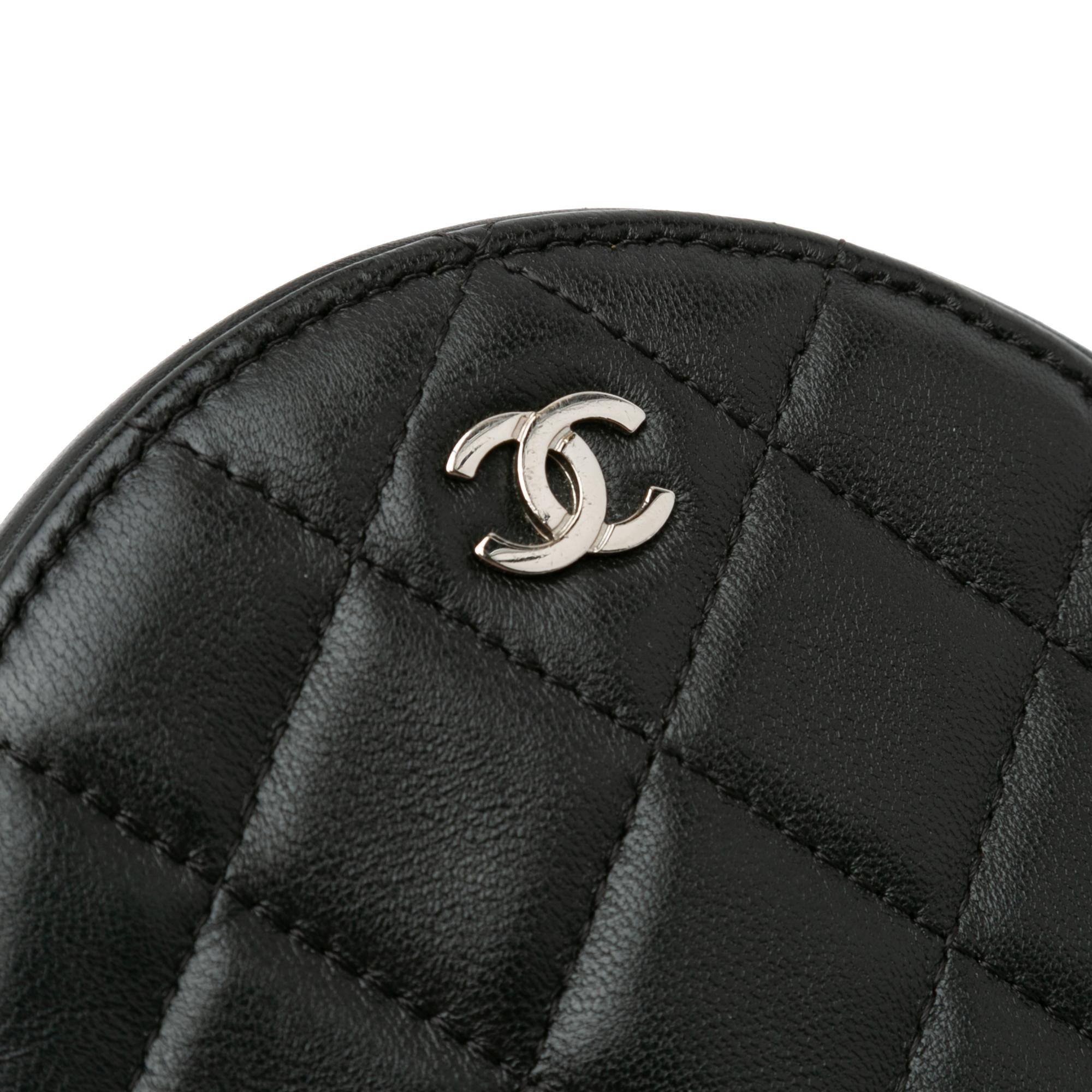 Chanel CC Quilted Lambskin Round Clutch with Chain
