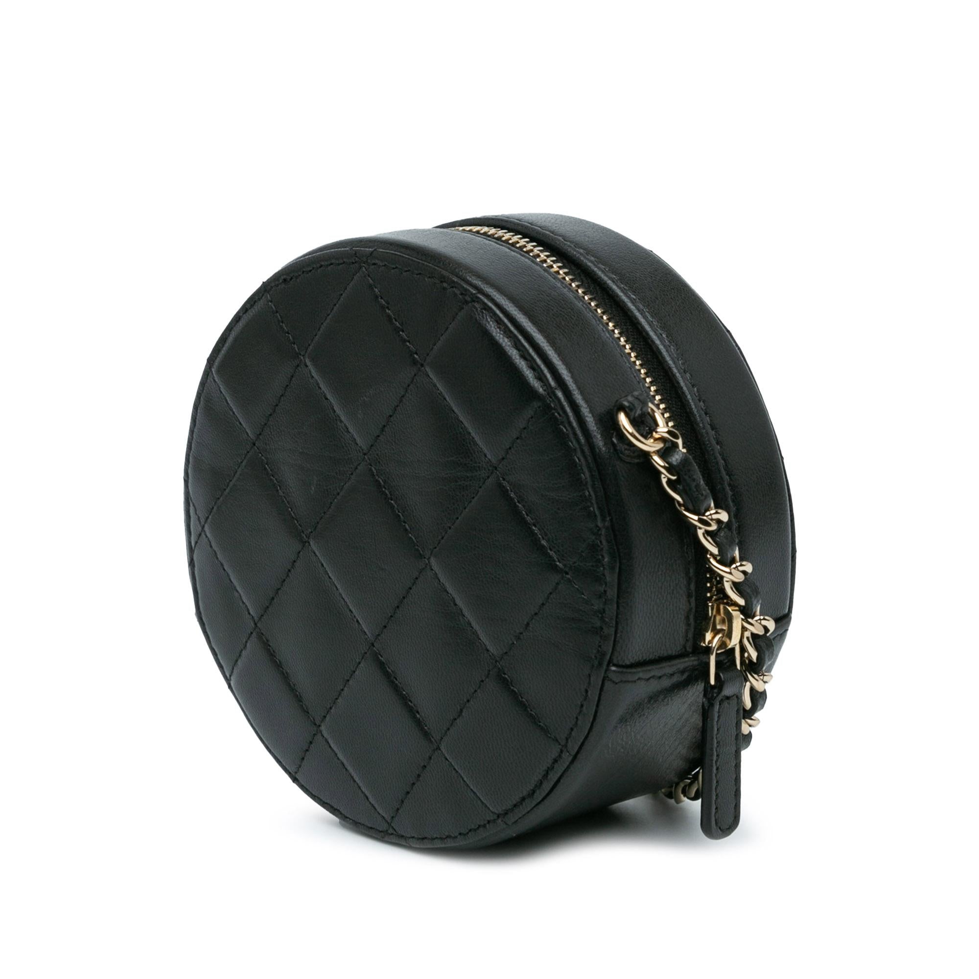 Chanel CC Quilted Lambskin Round Clutch with Chain