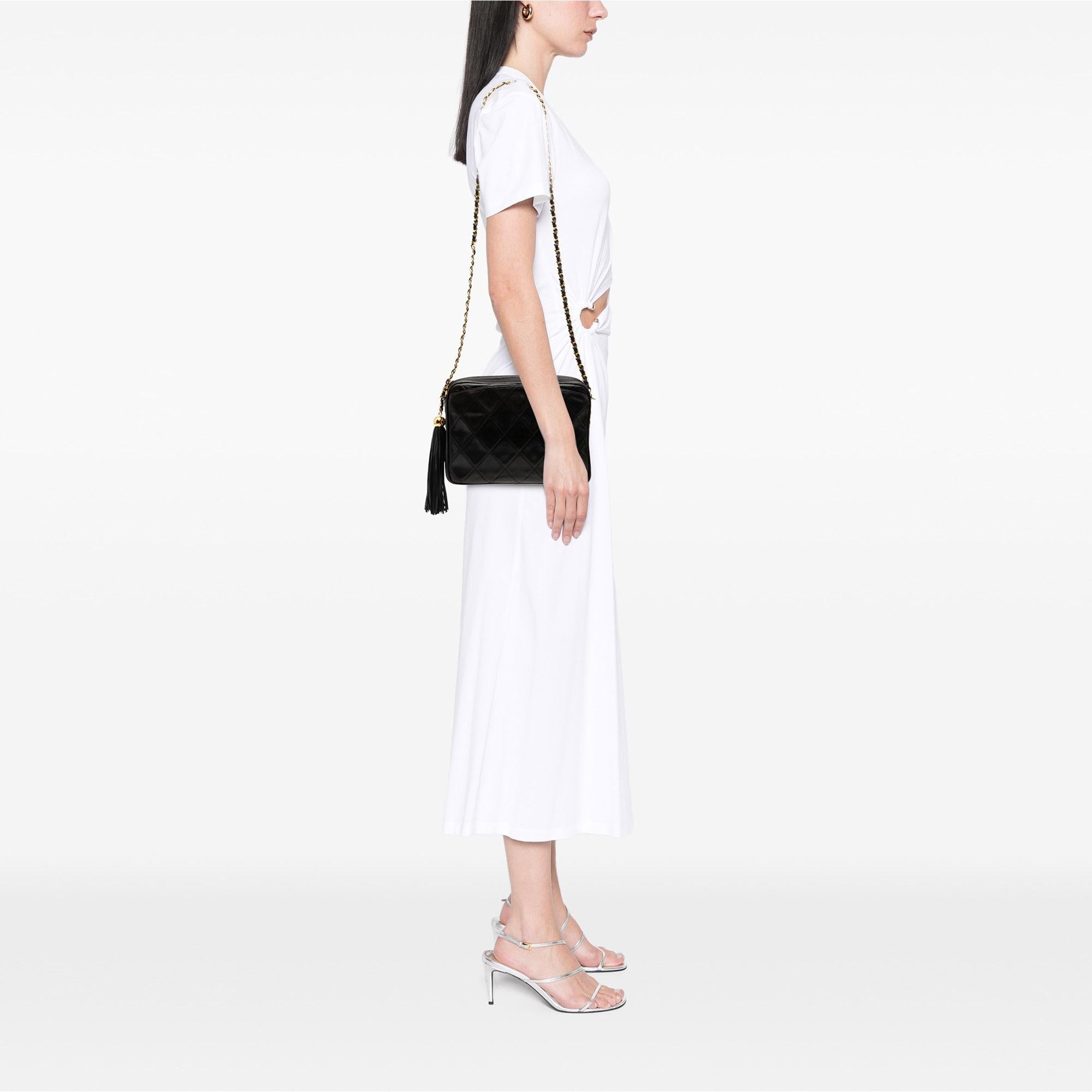 Chanel CC Quilted Lambskin Tassel Camera Bag
