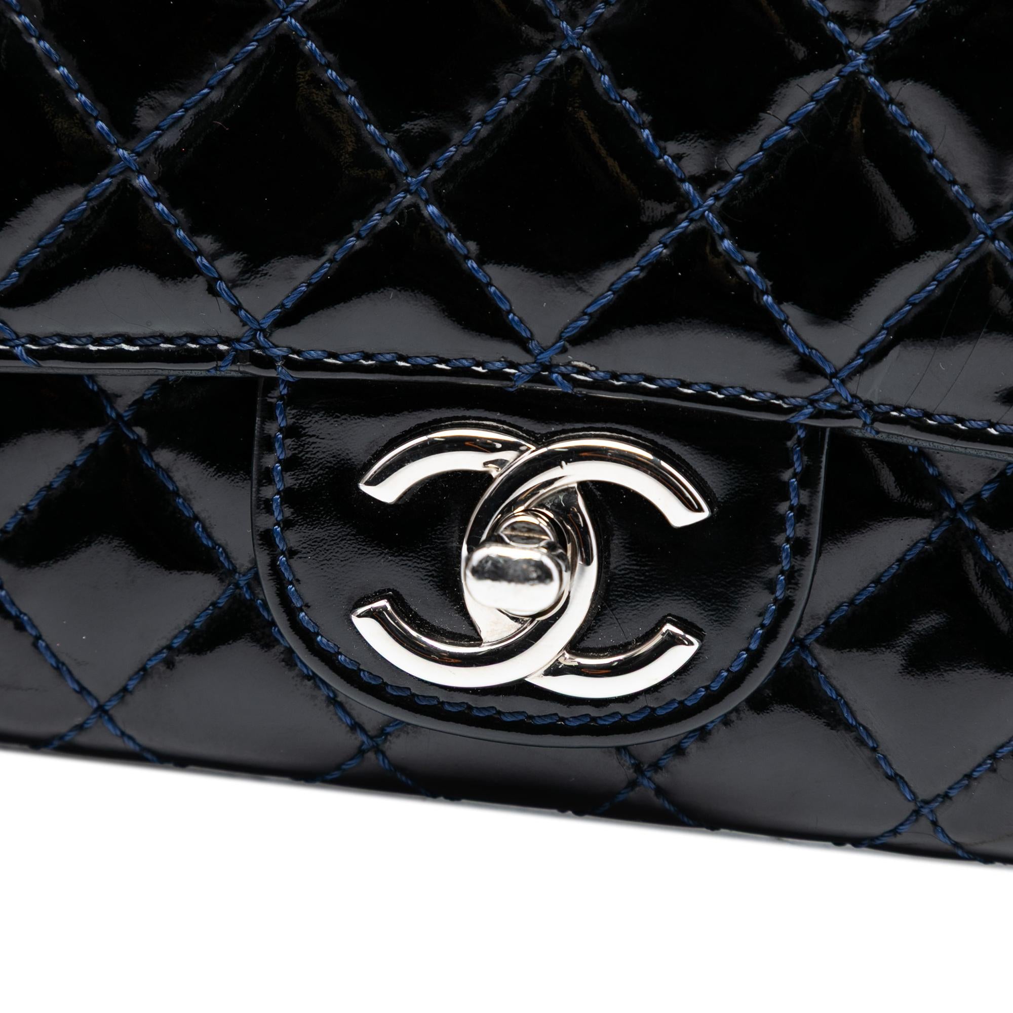 Chanel CC Quilted Patent East West Wallet On Chain