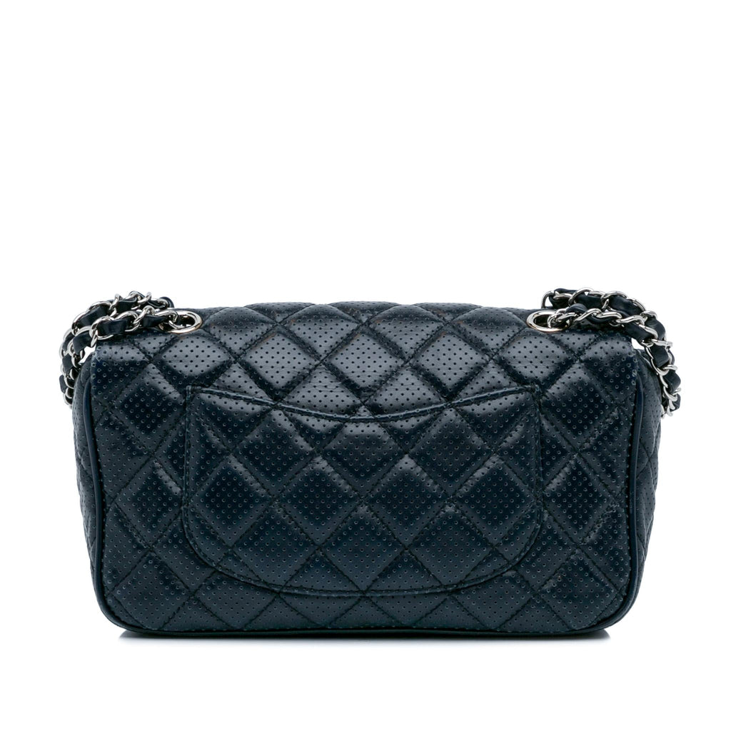 Chanel CC Quilted Perforated Lambskin Single Flap