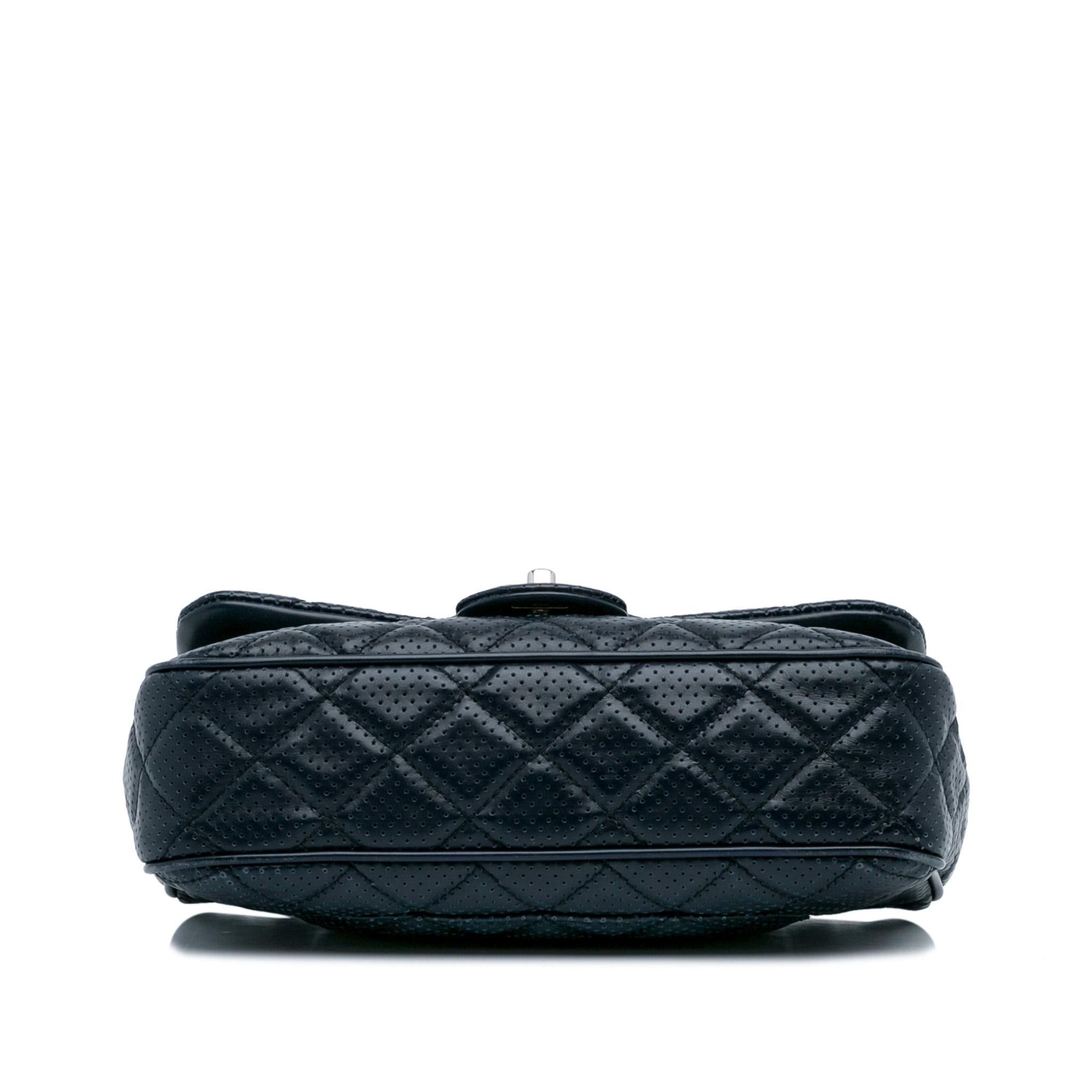 Chanel CC Quilted Perforated Lambskin Single Flap