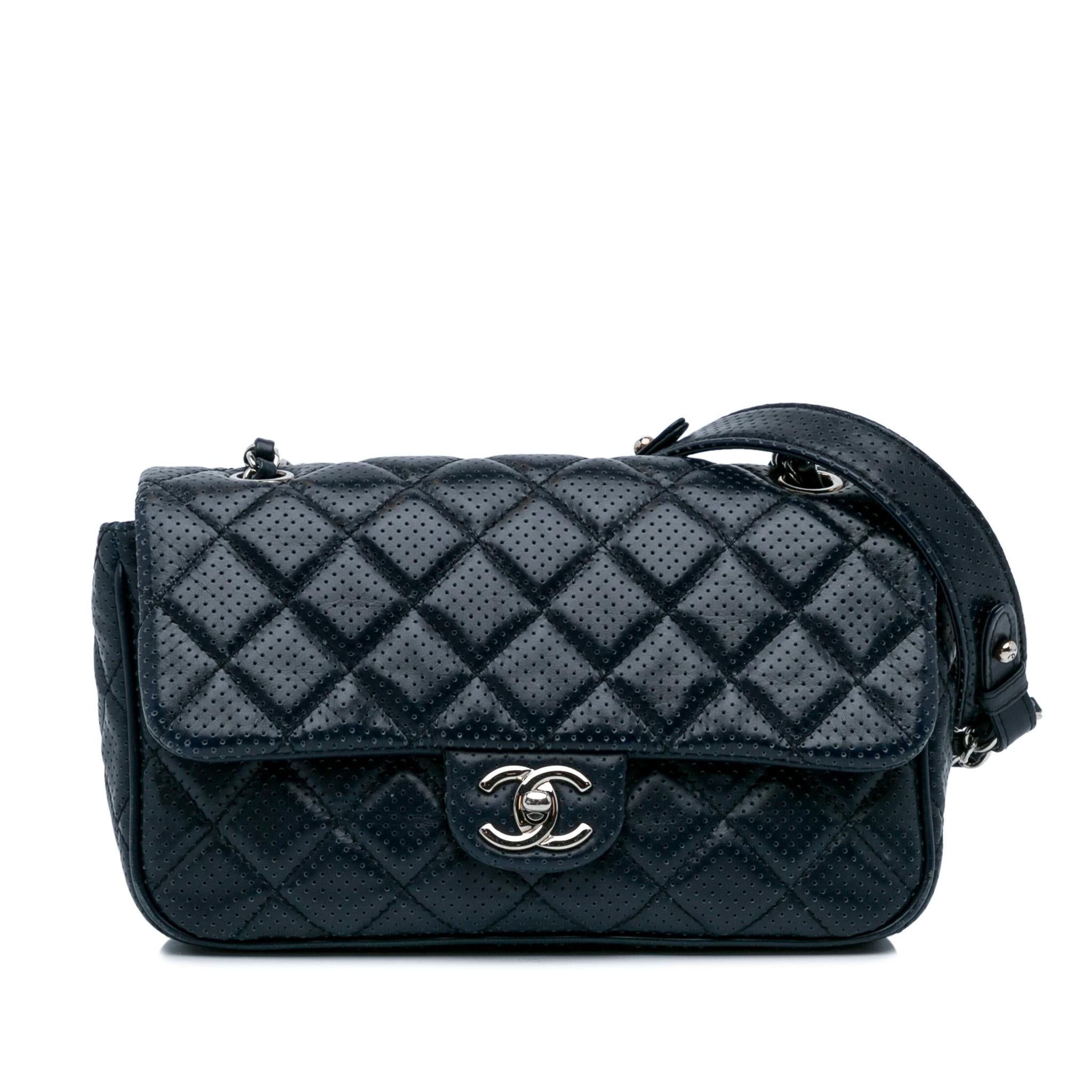 Chanel CC Quilted Perforated Lambskin Single Flap