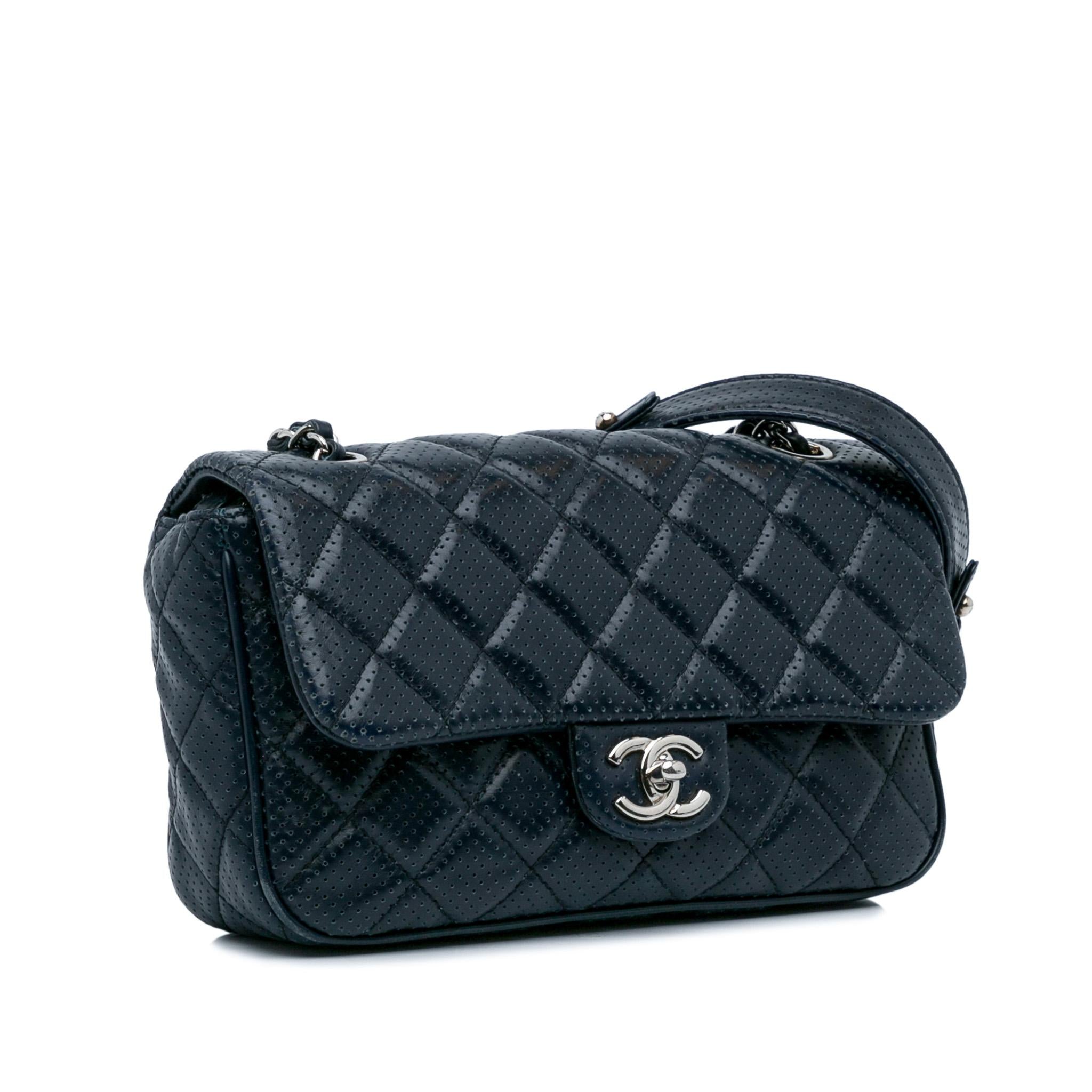 Chanel CC Quilted Perforated Lambskin Single Flap