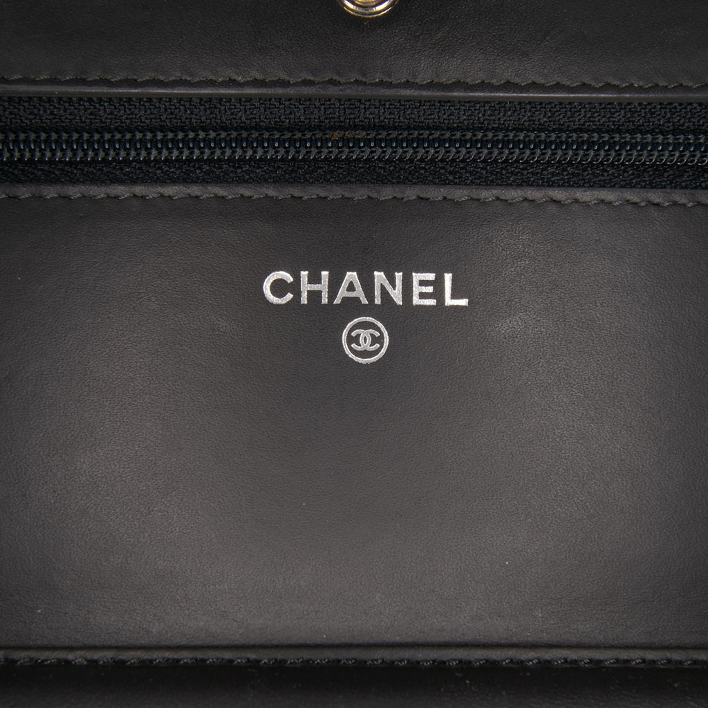 Chanel CC Quilted Shiny Crumpled Calfskin Wallet on Chain