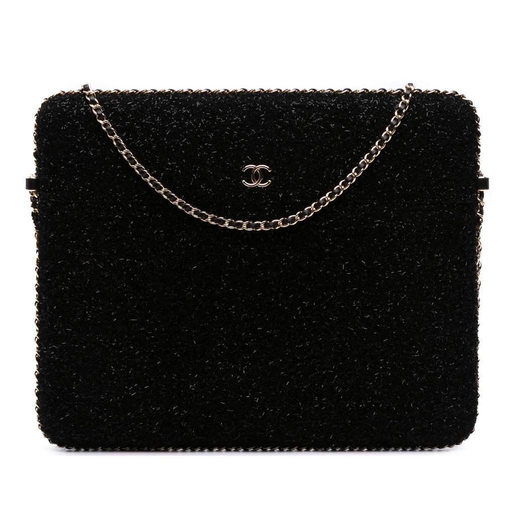 Chanel CC Tweed Chain Around Tablet Holder Crossbody