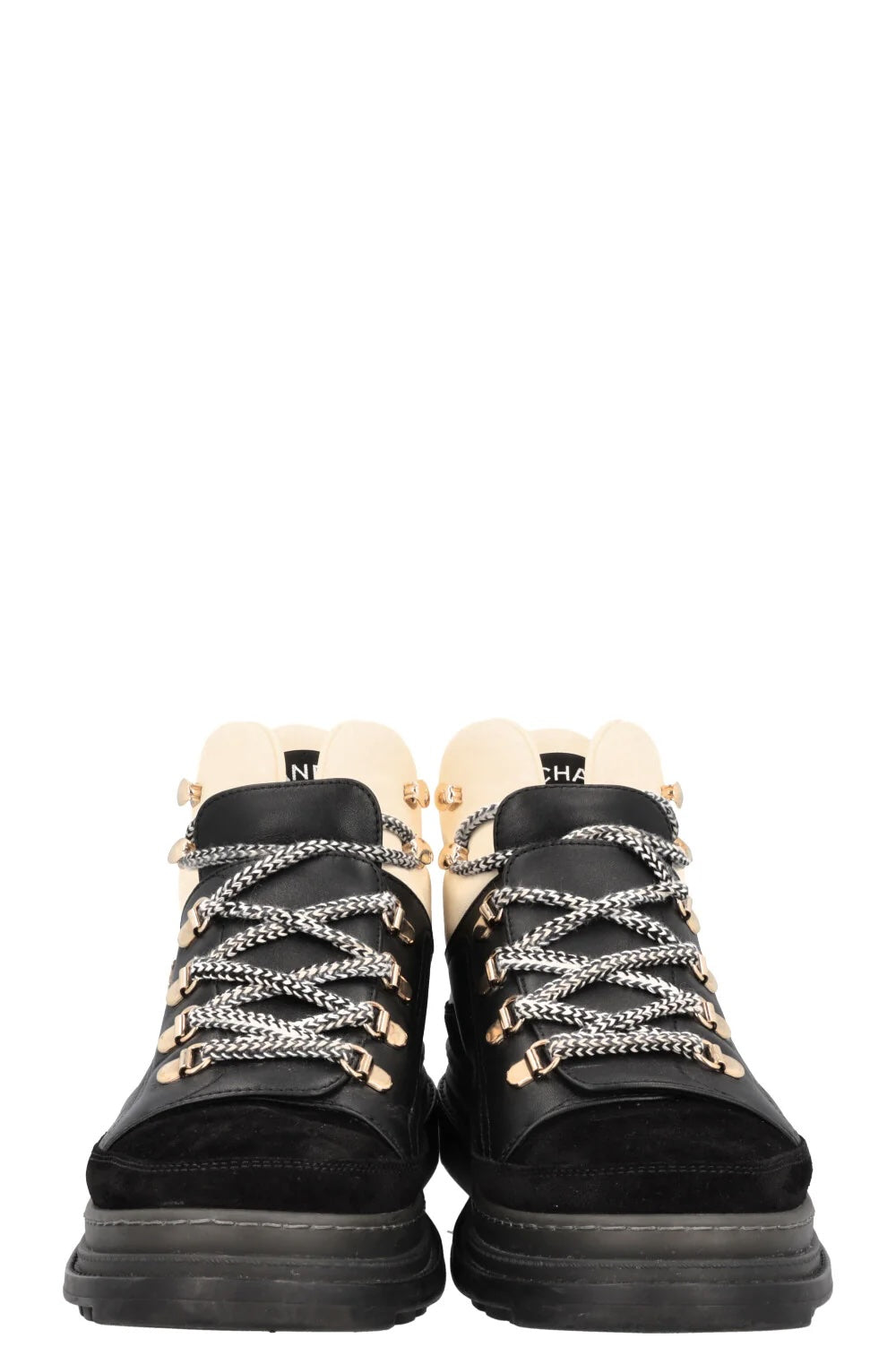 CHANEL CC COMBAT LACE UP ANKLE HIKING SNOW BOOTS