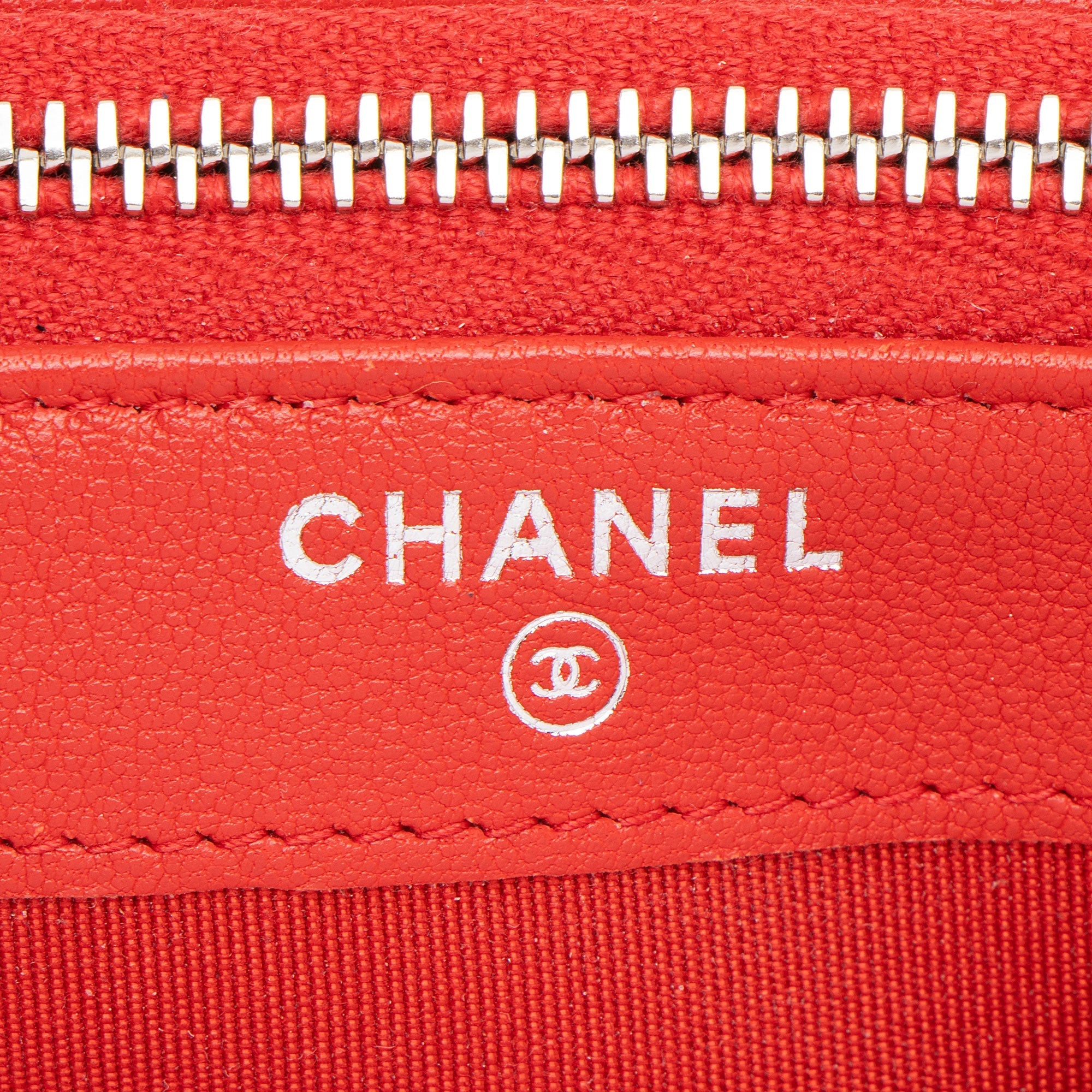 Chanel Calfskin CC Box Double Zip Clutch with Chain