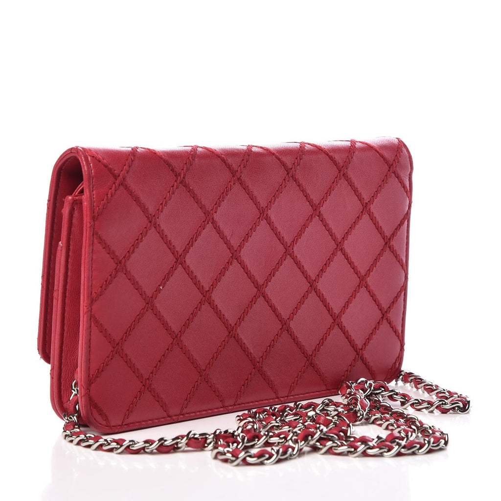 CHANEL CALFSKIN DIAMOND STITCH WALLET ON A CHAIN