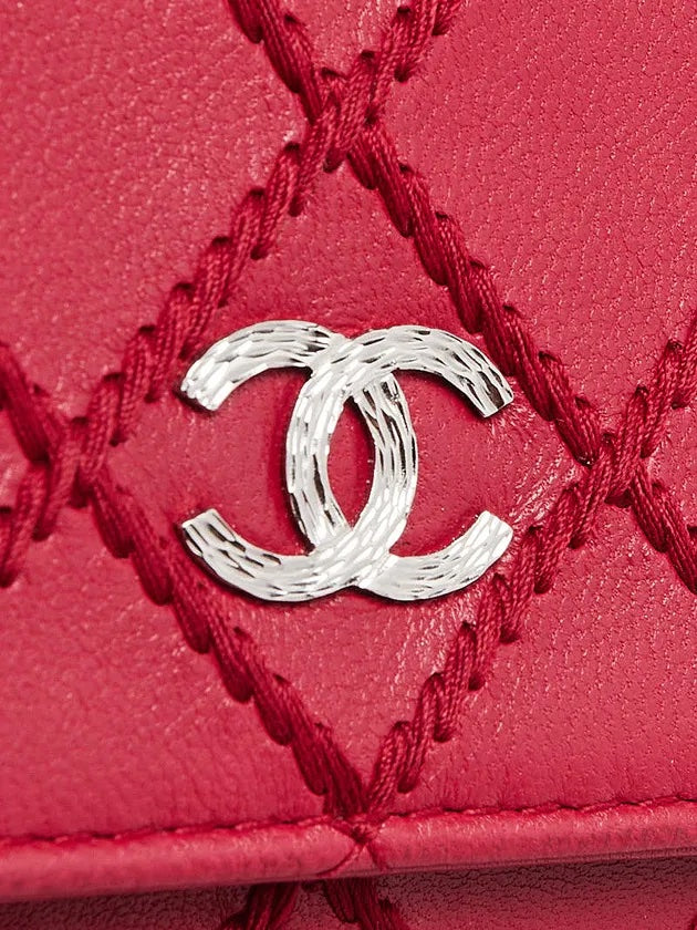 CHANEL CALFSKIN DIAMOND STITCH WALLET ON A CHAIN
