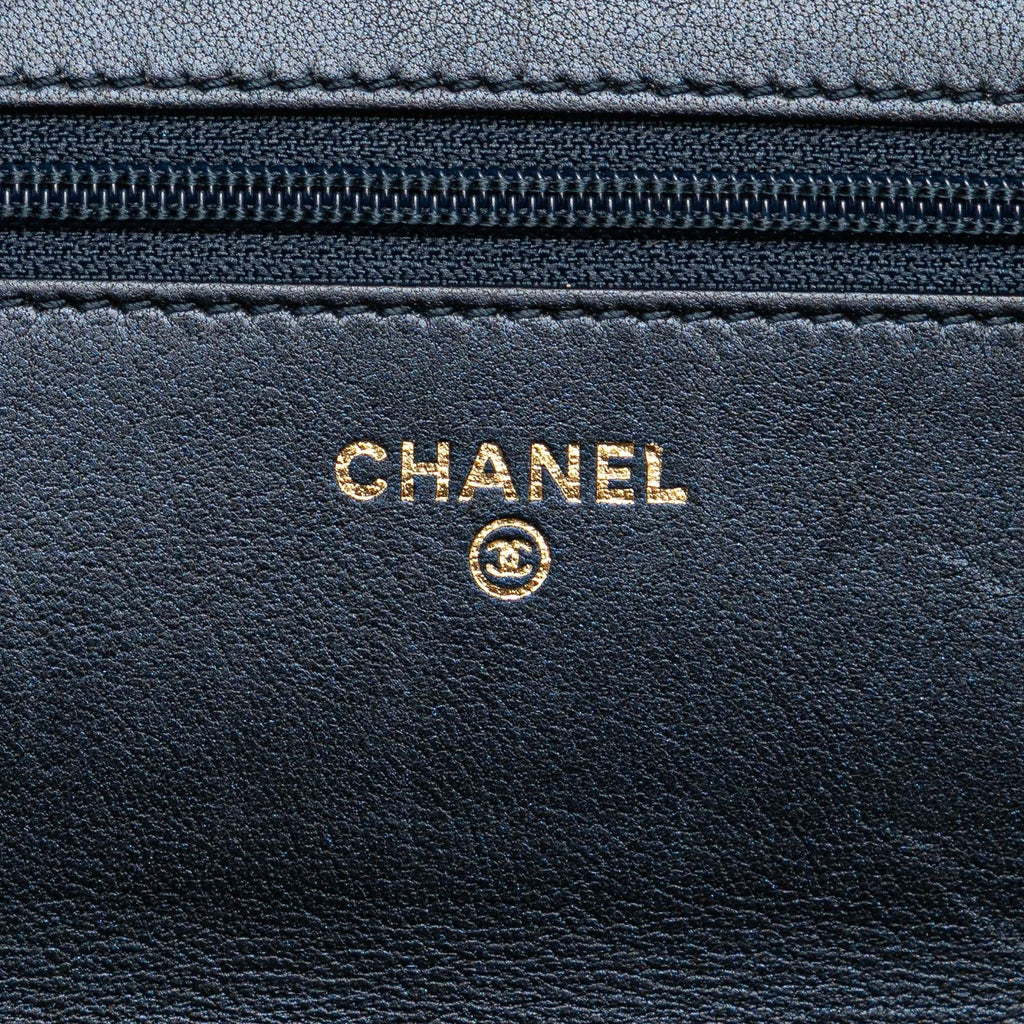 Chanel Calfskin Double Stitch Boy Wallet On Chain