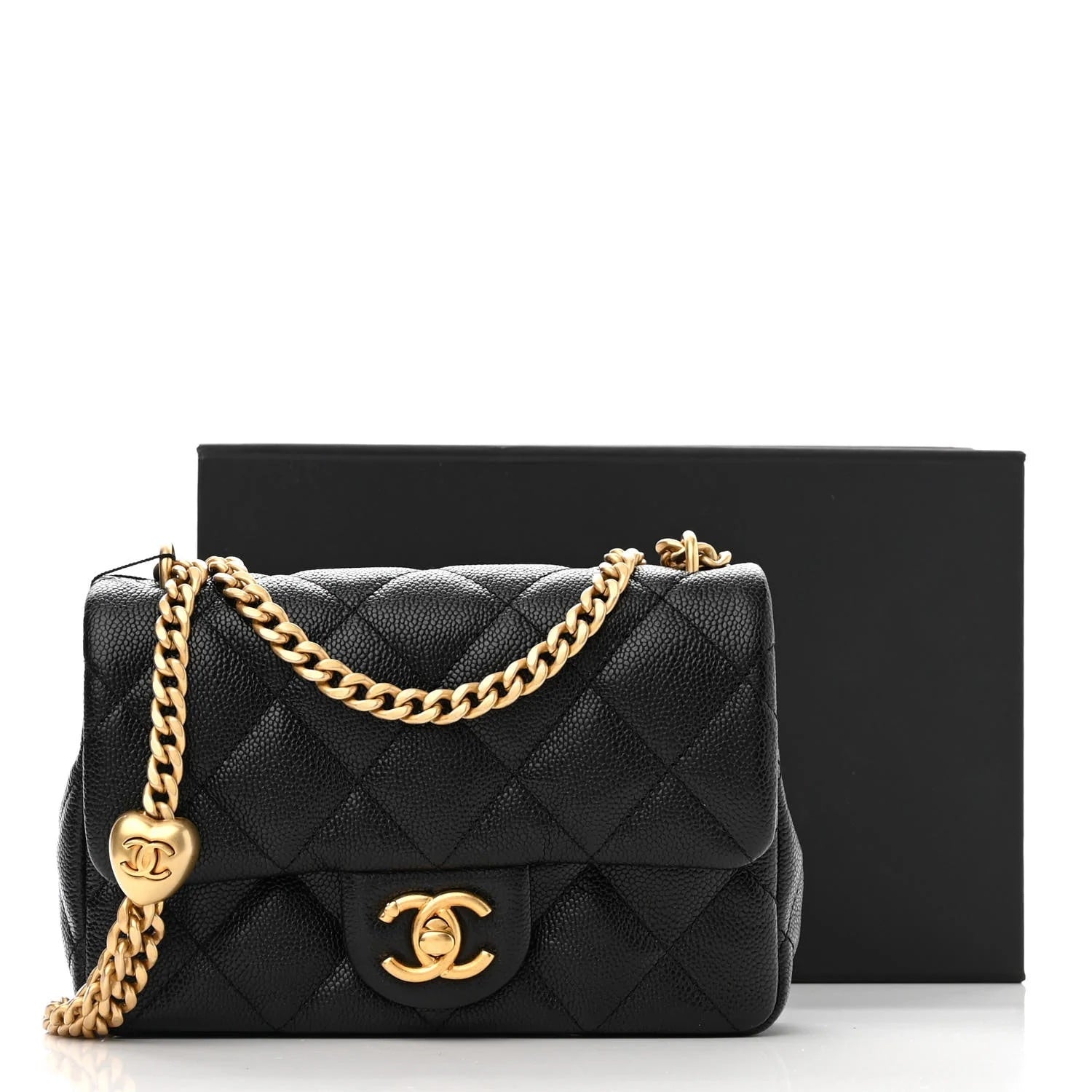 CHANEL CAVIAR QUILTED SWEETHEART MINI FLAP BAG