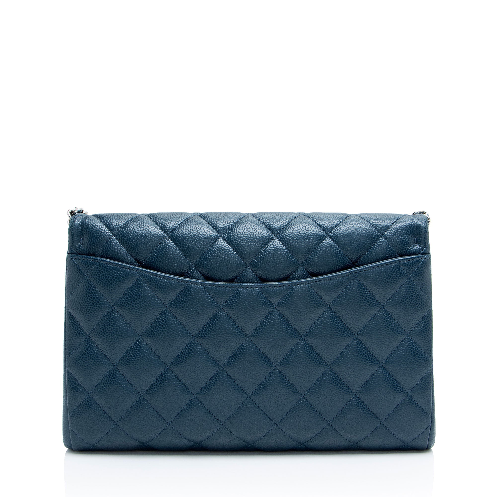 Chanel Caviar Leather Chain Flap Clutch
