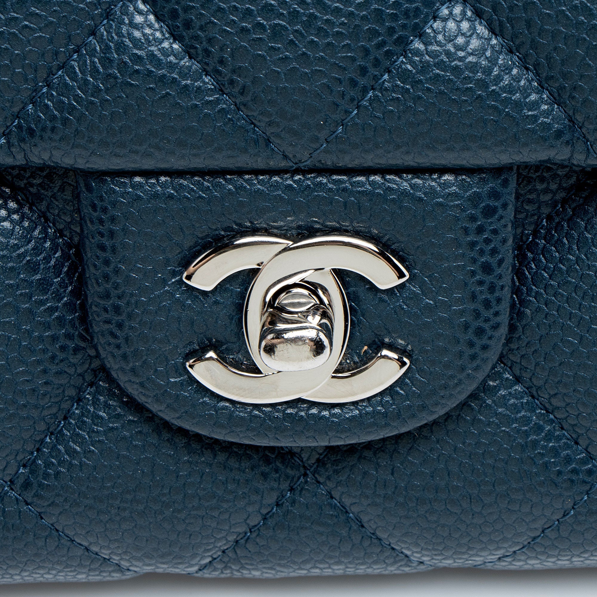 Chanel Caviar Leather Chain Flap Clutch