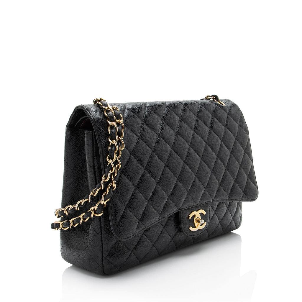 Chanel Caviar Leather Classic Maxi Double Flap Bag