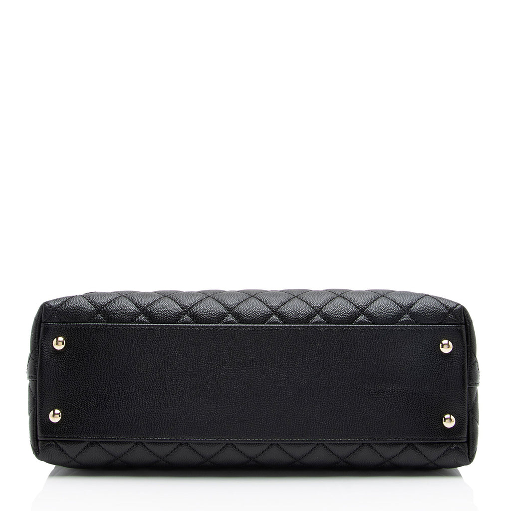 Chanel Caviar Leather Coco Top Handle Medium Flap Bag (SHF-xxvlCu)