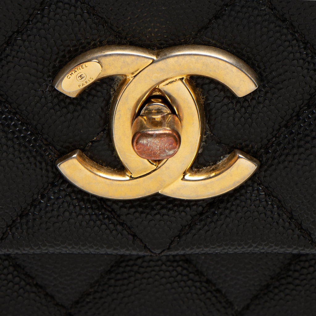 Chanel Caviar Leather Coco Top Handle Medium Flap Bag