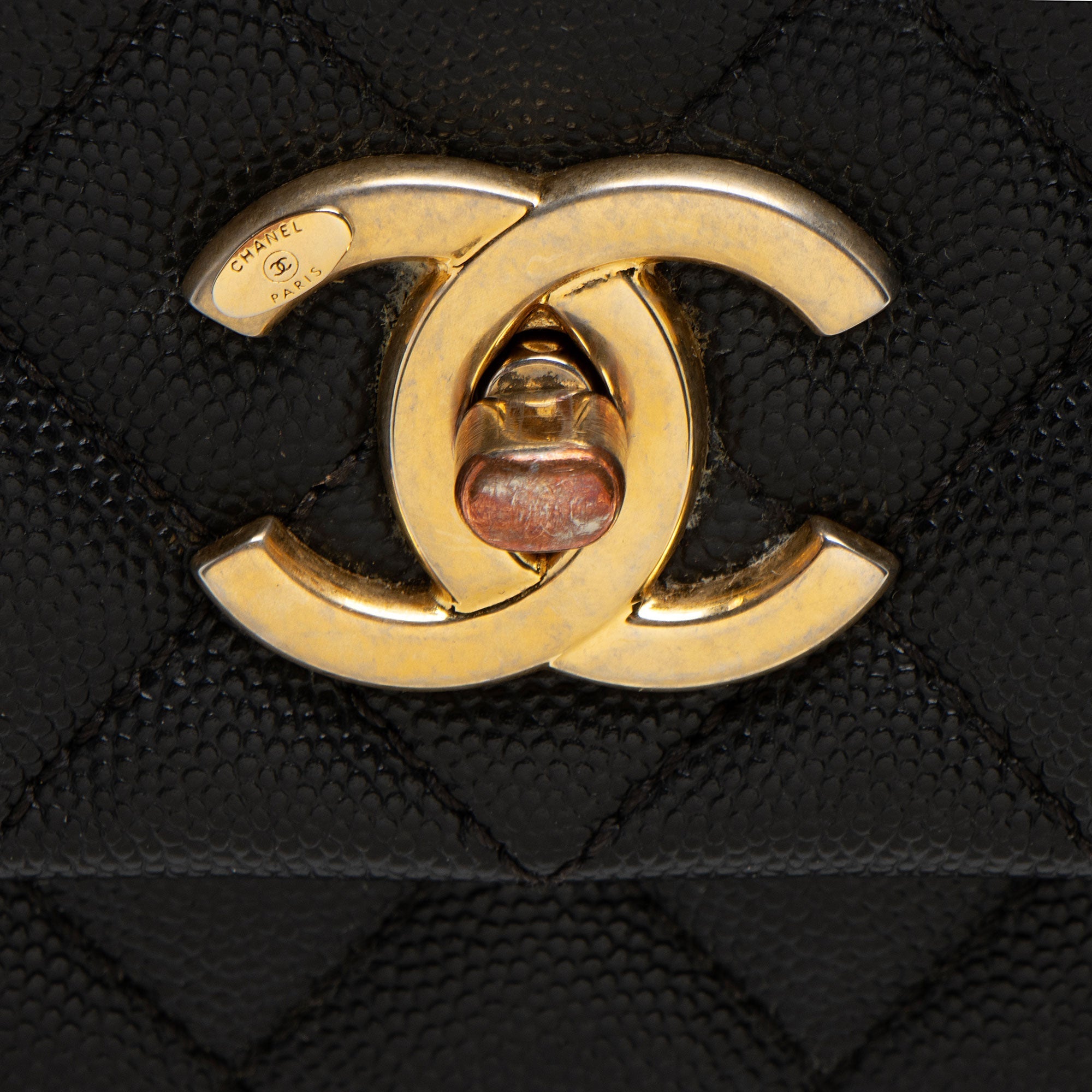 Chanel Caviar Leather Coco Top Handle Medium Flap Bag