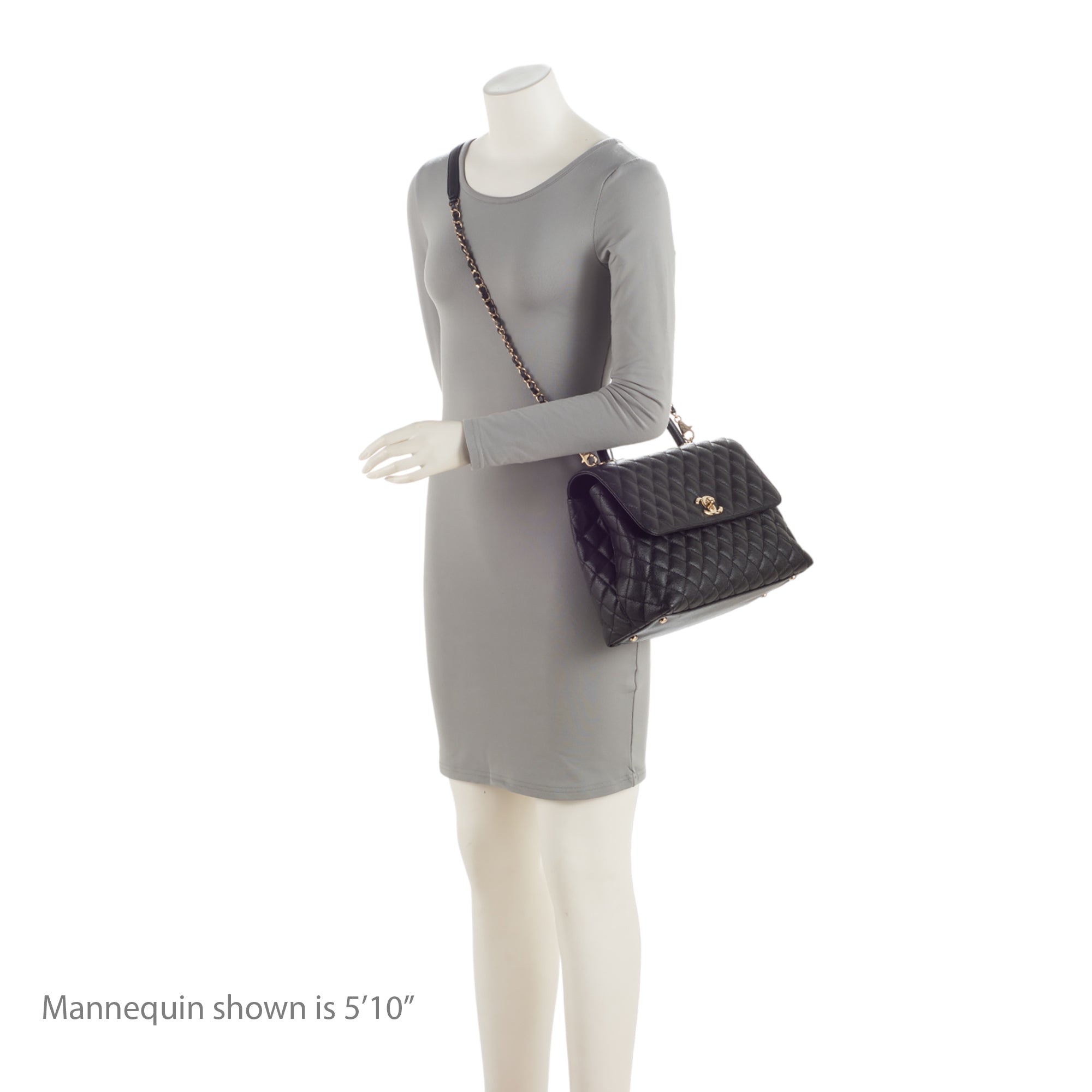 Chanel Caviar Leather Coco Top Handle Medium Flap Bag