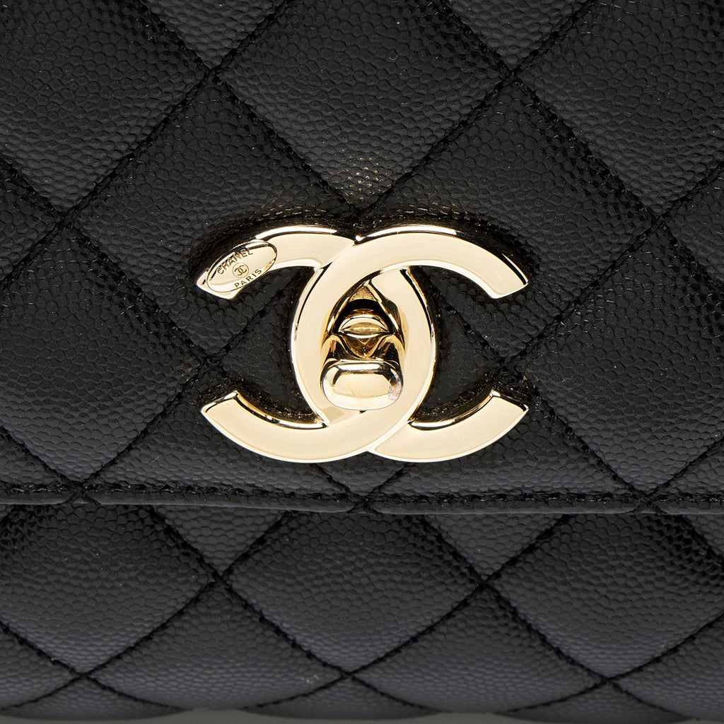 Chanel Caviar Leather Coco Top Handle Small Flap Bag