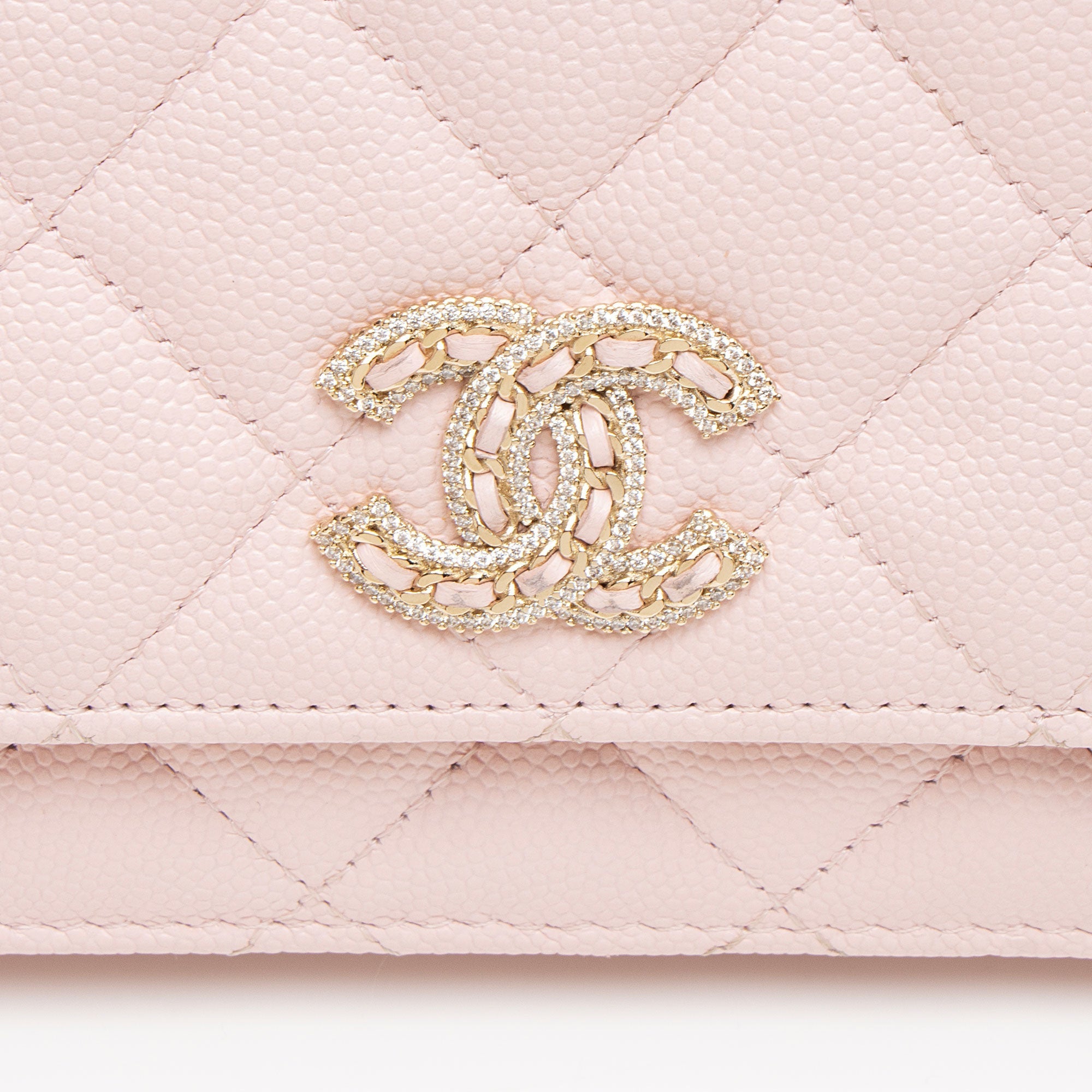 Chanel Caviar Leather Crystal CC Wallet on Chain