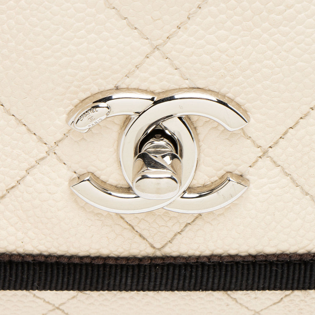 Chanel Caviar Leather Grosgrain CC Top Handle