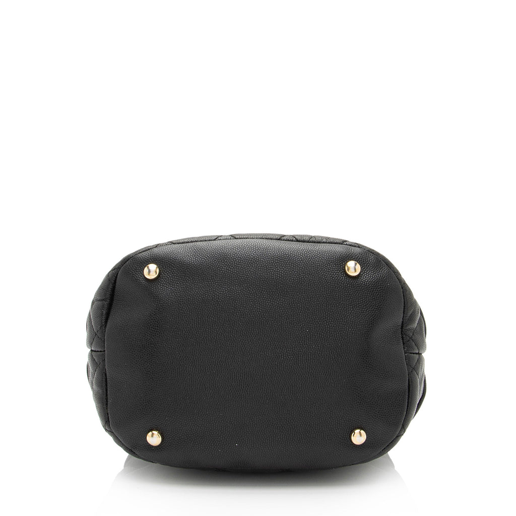 Chanel Caviar Leather Rolled Up Drawstring Bucket Bag (SHF-9VaoLU)
