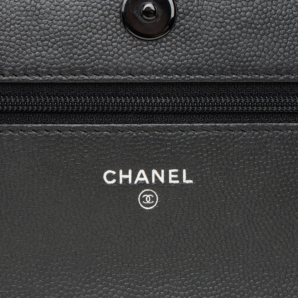Chanel Caviar Leather So Black Boy Wallet on Chain
