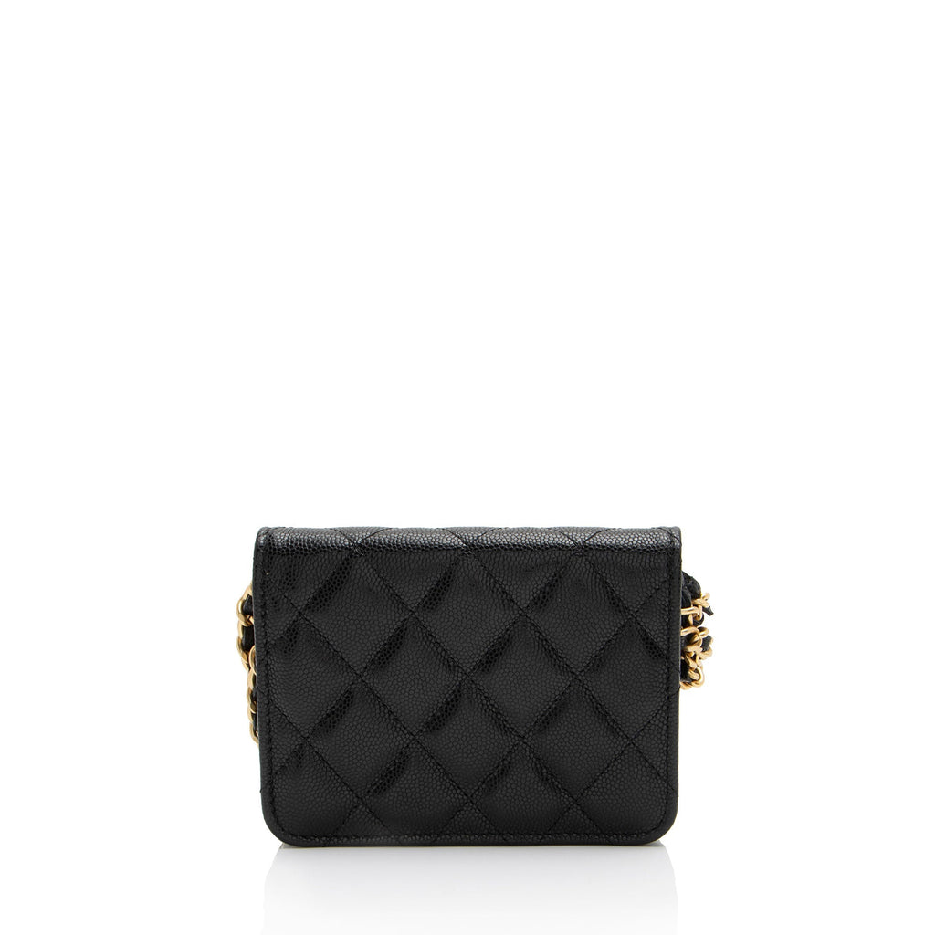 Chanel Caviar Leather Twist You Buttons Chain Belt Bag