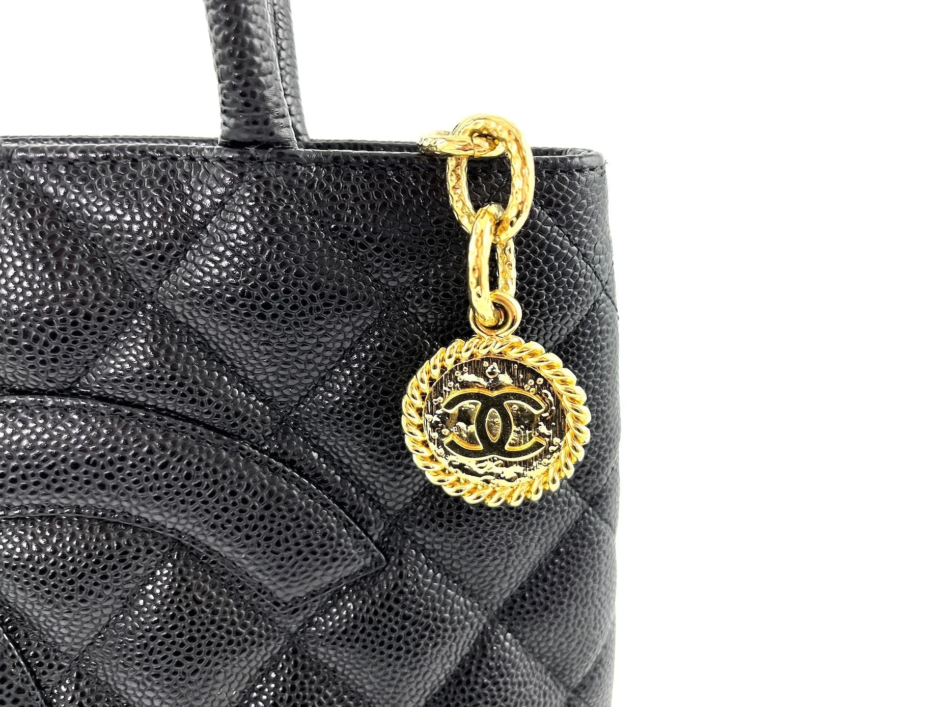 CHANEL CAVIAR QUILTED MEDALLION TOTE BAG