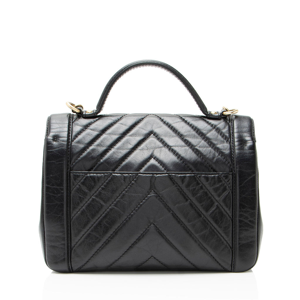 Chanel Chevron Calfskin Timeless Flap Top Handle