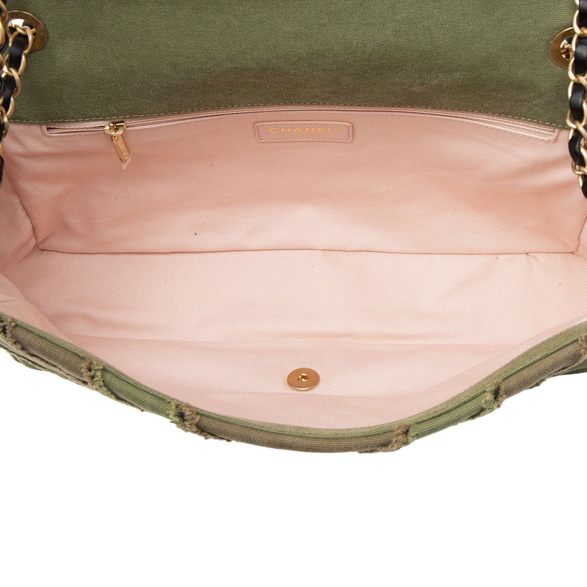 Chanel Chevron Canvas Patchwork Cuba CC Maxi Flap Bag