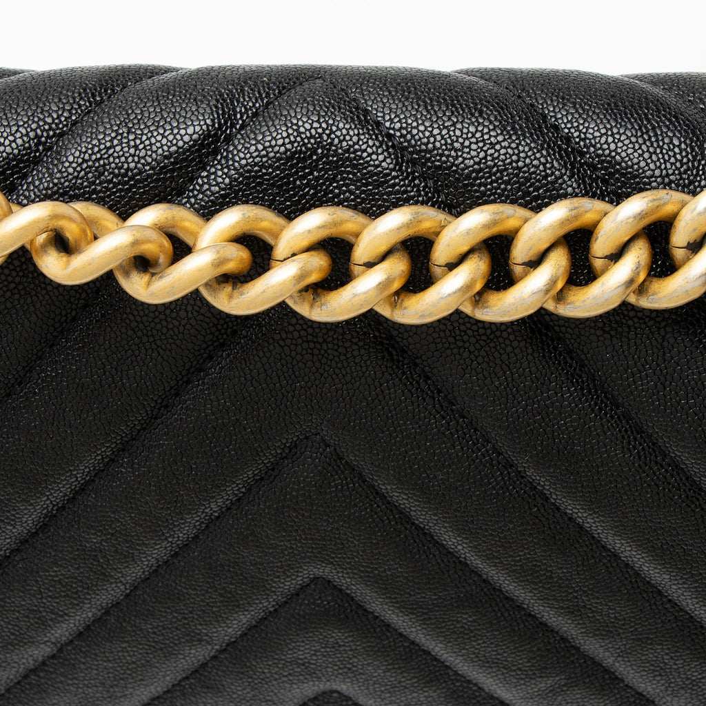 Chanel Chevron Caviar Leather Old Medium Boy Bag