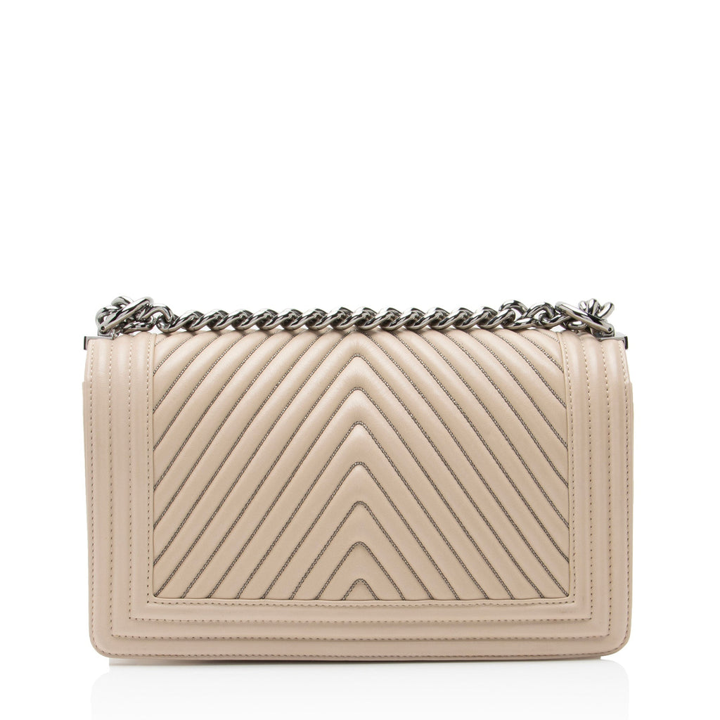 Chanel Chevron Lambskin Beaded New Medium Boy Bag