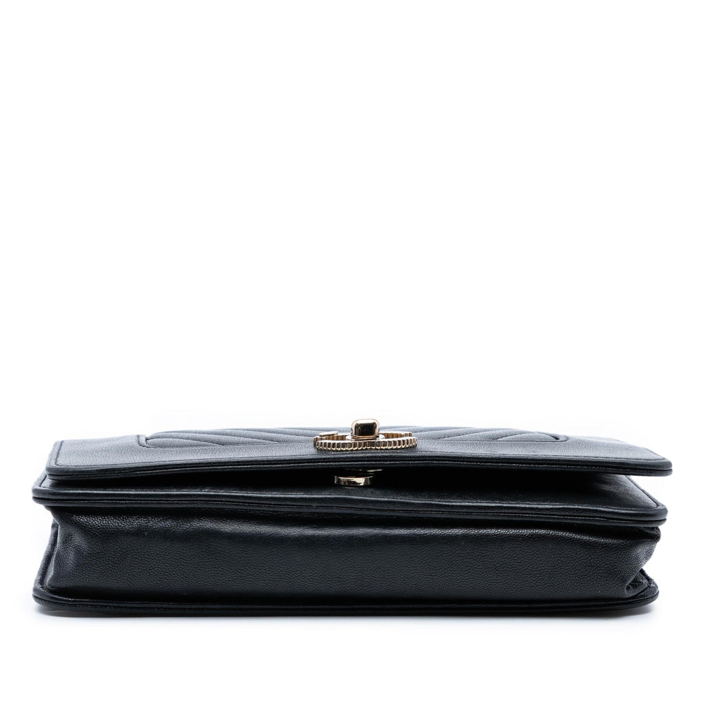Chanel Chevron Sheepskin Mademoiselle Vintage Wallet on Chain