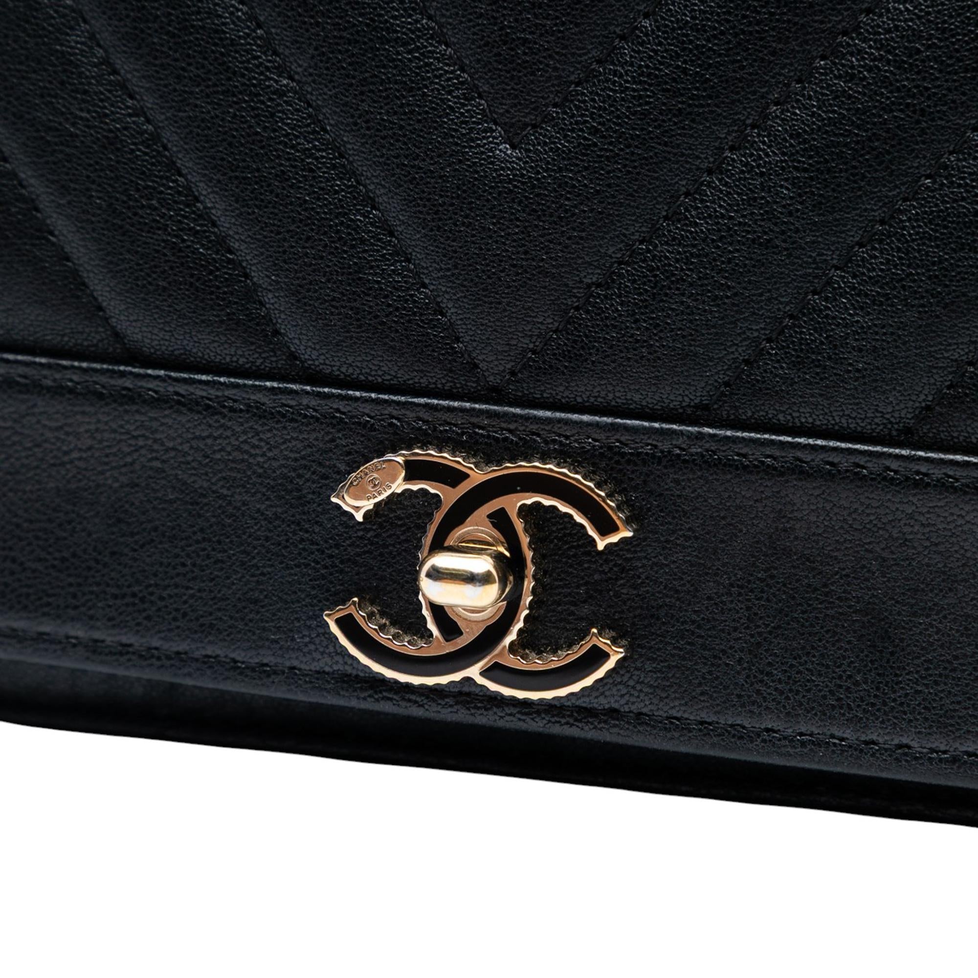 Chanel Chevron Sheepskin Mademoiselle Vintage Wallet on Chain