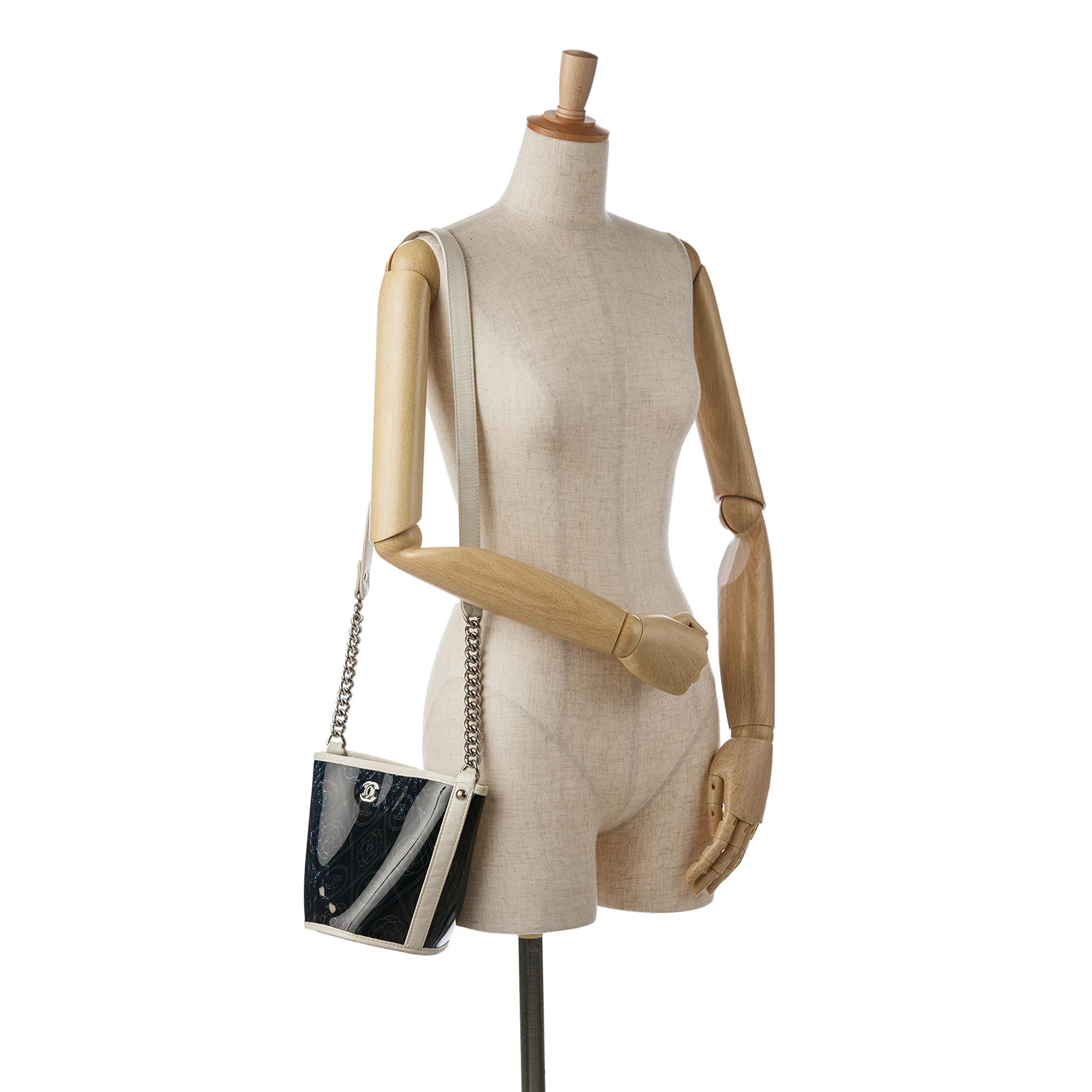 Chanel Crumpled Calfskin PVC Camellia Bucket
