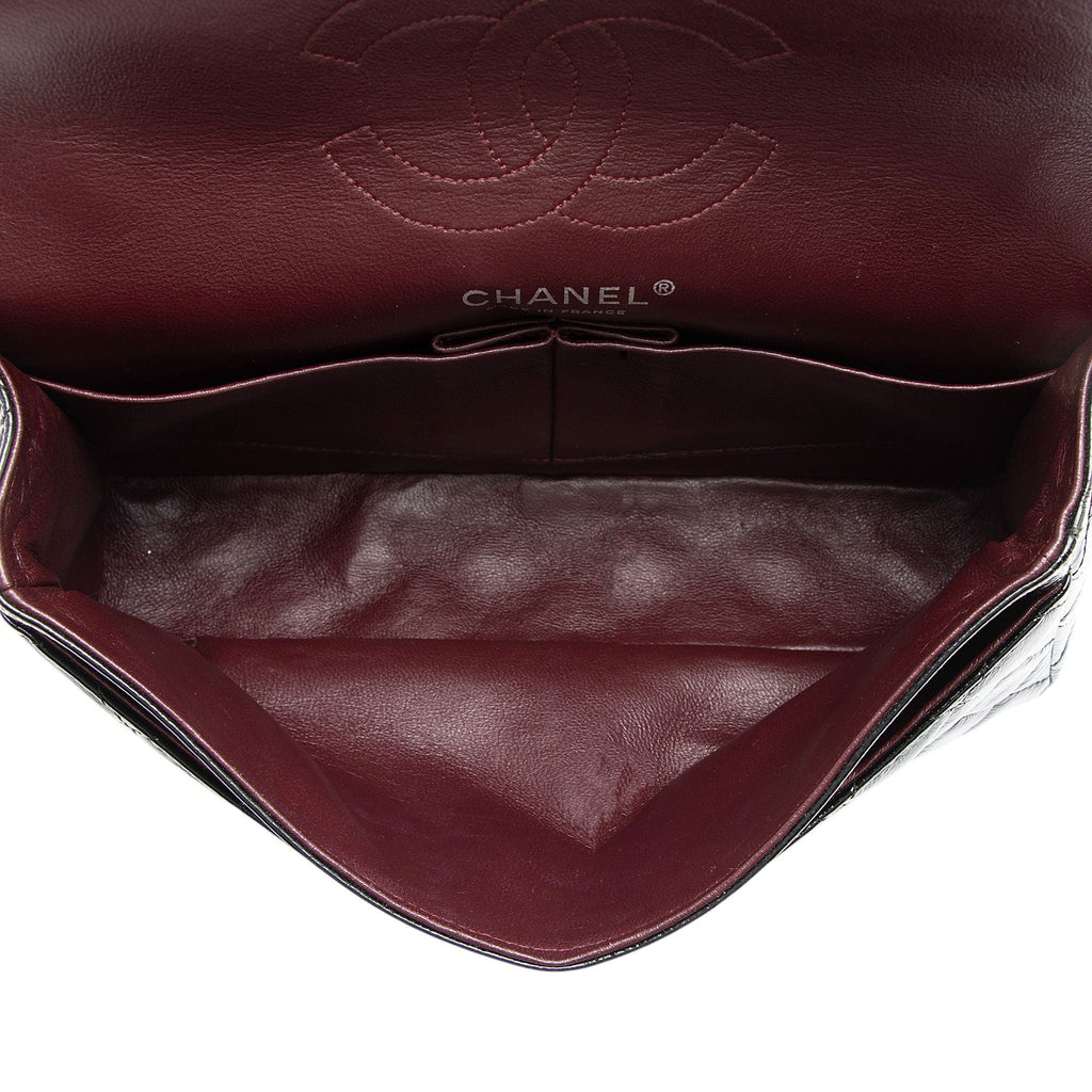 Chanel Crumpled Patent Leather Classic Medium Double Flap Bag