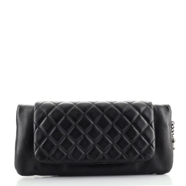 CHANEL DOUBLE KISSLOCK FOLD OVER QUILTED LEATHER MEDIUM CLUTCH