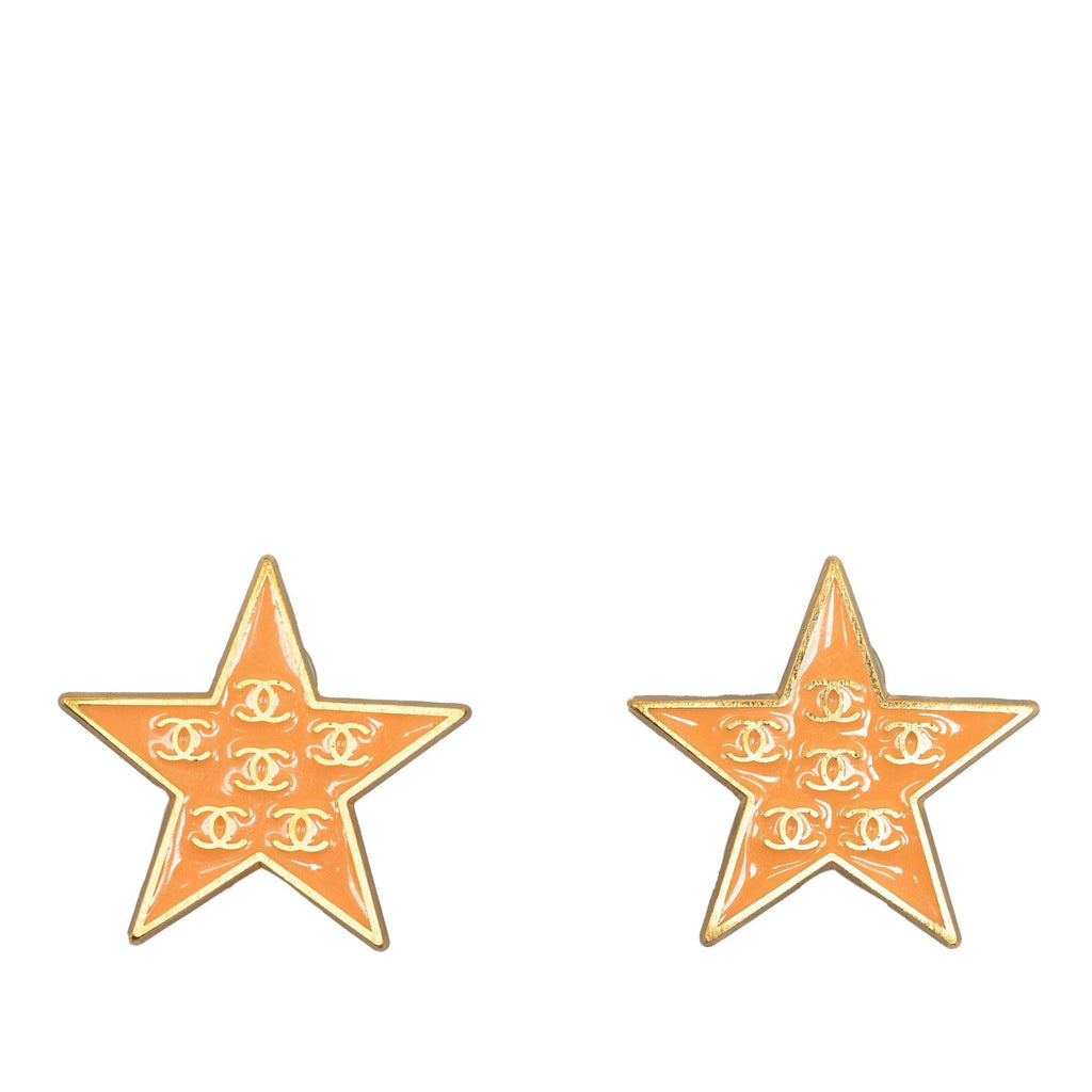 Chanel Enamel CC Star Clip-On Earrings (SHG-sn3z2v)