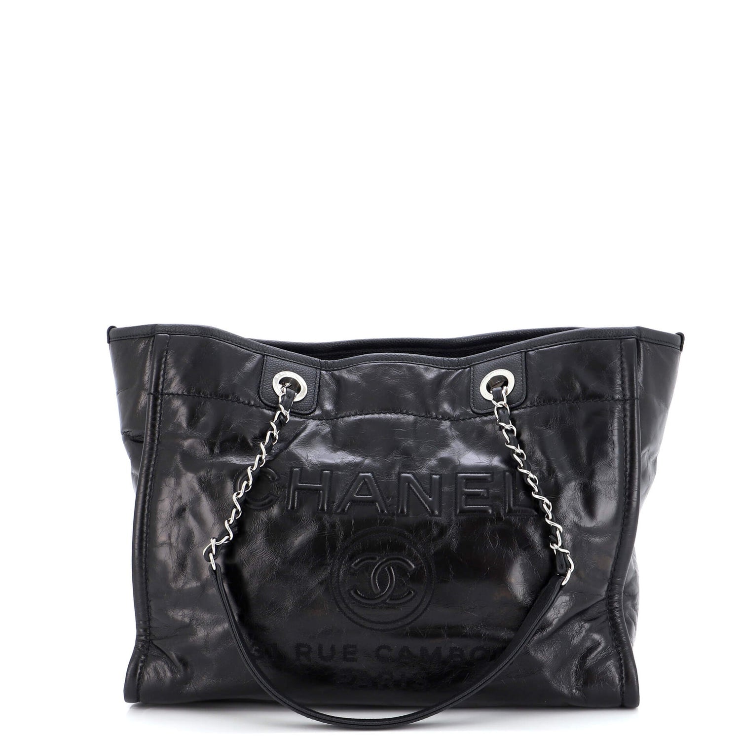 CHANEL 31 RUE CAMBON GLAZED CALFSKIN LEATHER DEAUVILLE TOTE