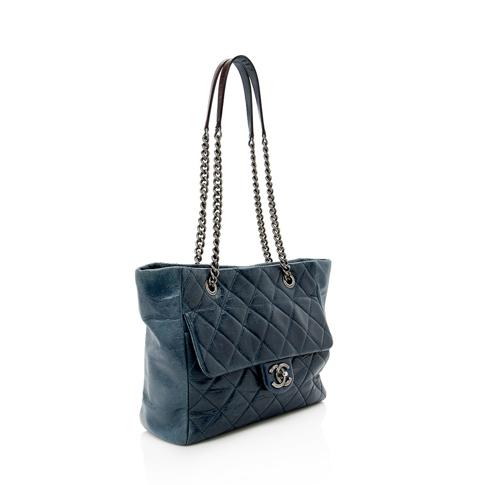 Chanel Glazed Calfskin Duo Color Small Tote (SHF-14944)